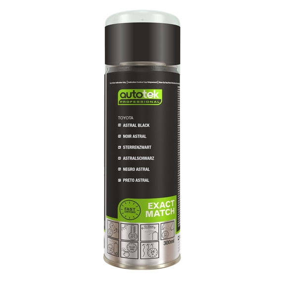 Autotek Professional Exact Match Car Spray Paint, Toyota Astral Black Aerosol Spray, 300 ml