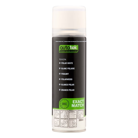 Autotek Professional Exact Match Car Spray Paint, Toyota Polar White Aerosol Spray, 300 ml