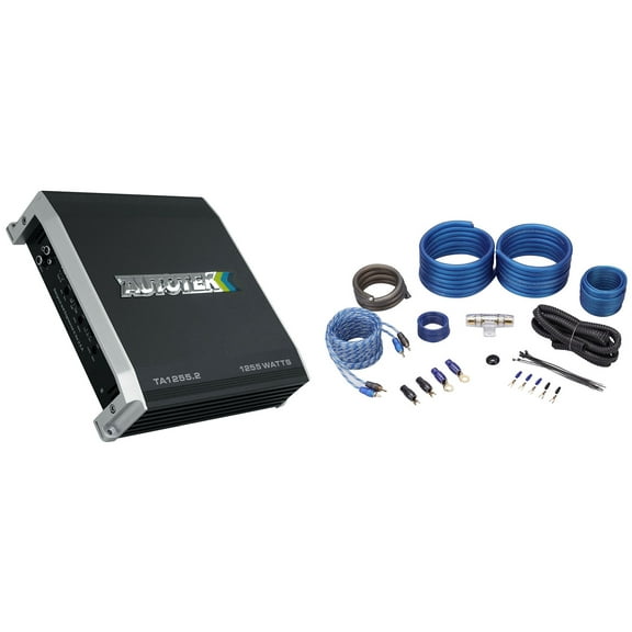 Autotek TA-1255.2 1200 Watt 2 Channel Stereo Car Audio Amplifier+Amp Kit