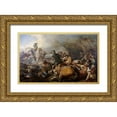 thumbnail image 1 of Autour, Ecole Francaise 14x10 Gold Ornate Wood Framed with Double Matting Museum Art Print Titled - A Battle Between Two Roman Legion Enemies, 1 of 4