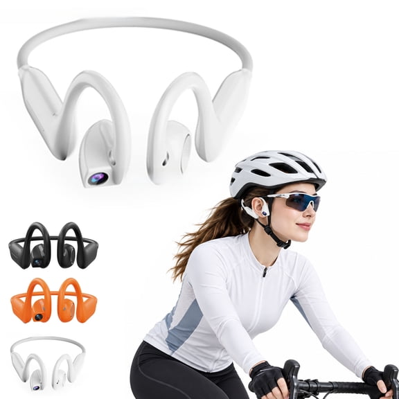 Autovue Headphones,Autovue Povbuds Pro,Bone Conduction Headphones With Camera,Open‑Ear Bluetooth Headphones,Anti-Slip Secure Design,Video Stabilization,With HD Camera