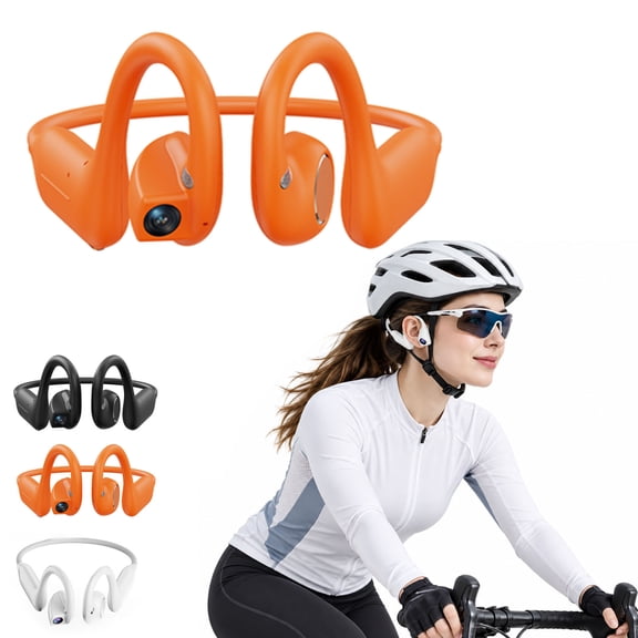 Autovue Headphones,Autovue Povbuds Pro,Bone Conduction Headphones With Camera,Open‑Ear Bluetooth Headphones,Anti-Slip Secure Design,Video Stabilization,With HD Camera