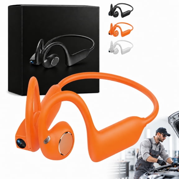 Autovue Headphones, Autovue Povbuds Pro, Open-Ear Bone Conduction Headphones with Built-in Camera, Hands-Free Recording, Lightweight Secure Fit, Type-C Charging for Mechanics and Auto Repair
