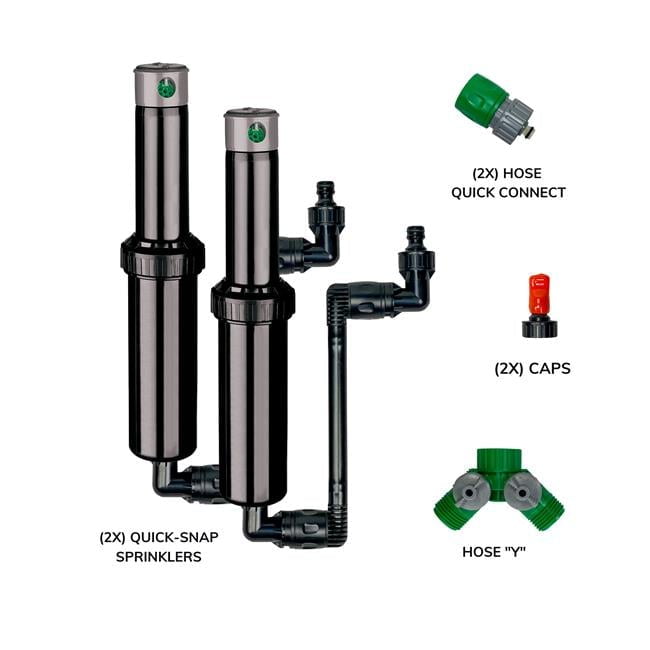 Autowater  Quick Snap in Ground 5 in. Pop Up Adjustable Sprinkler with Quick Hose Connectors & Splitter, Pack of 2