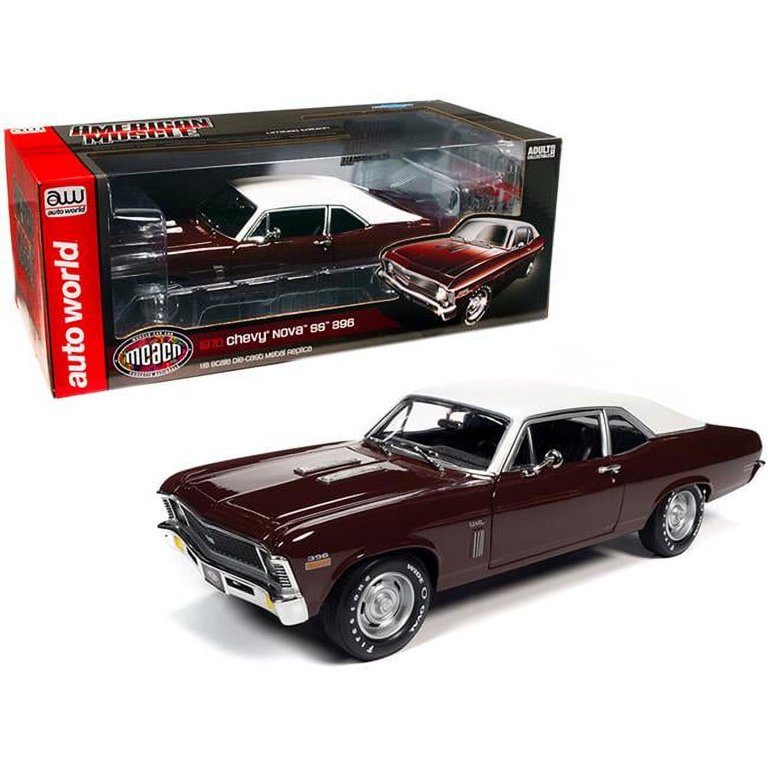 Autoworld AMM1230 1970 Chevrolet Nova SS 396 Black Cherry with