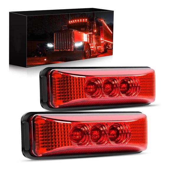 2X 4" LED Side Marker Lights Waterproof, 3 LED Clearance Lamps for Trucks Trailers RVs, 12-24V Universal Fender Indicator Lights