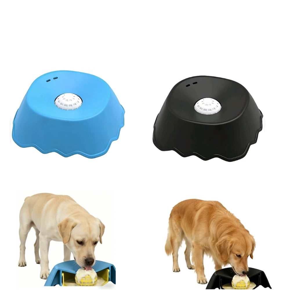 Autpvcol 2 Pack Slow Feeder Dog Bowls Interactive Dog Licking Toy & Lick Bowl for Dogs, Large Capacity Non-Slip Lick Bowl for All Dogs and Cats(Blue & Black)
