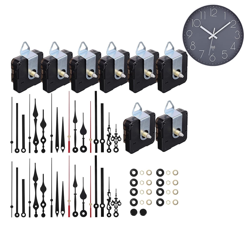 Autpvcol 8 pack Quartz Movement, Non-Ticking, Quiet Movement with 8 Clock Hands, Set for Watch Repair, 13 mm + 18 mm DIY Replacement (Clock not included)