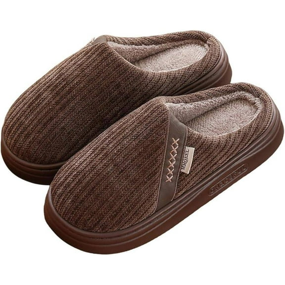 Autpvcol Men House Slippers, Warm Memory Foam Comfy House Slippers with Anti-Skid Rubber Sole for Indoor and Outdoor