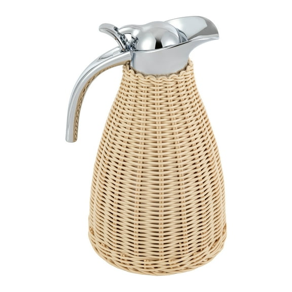 Autrinix 5L Rattan Insulated Coffee Carafe | Retro Design with Silicone Lid, Vacuum Insulation & U-Shaped Spout for Tea, Coffee & Outdoor Activities