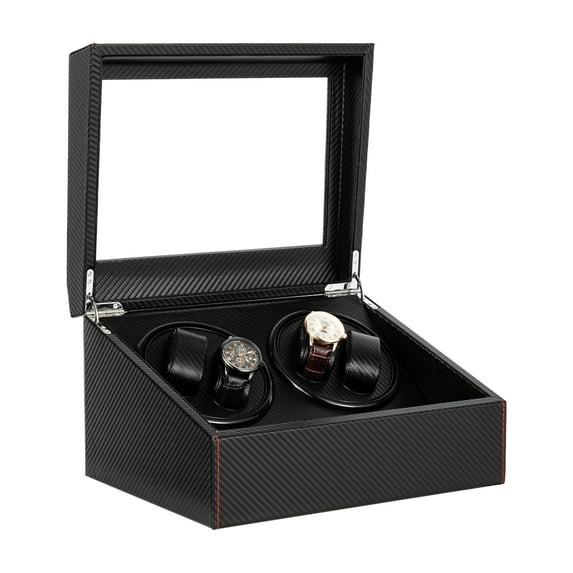 Autrinix Bidirectional Watch Winder Box for Mechanical Watches, Quiet Motor, 4 Rotating Compartments, Elegant Watch Storage with Clear Glass Window