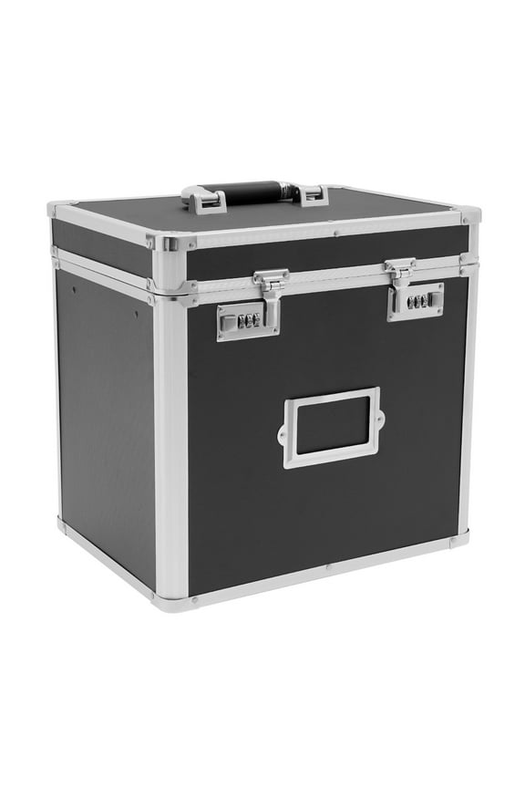 Black Briefcase with Handle, Aluminum File Carrying Case & Secure Document Holder for Office Use