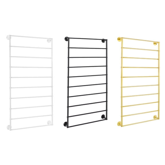 Autrinix Black Wall-Mounted Scarf Rack, 10-Tier Iron Organizer for Scarves, Ties, Belts & Accessories, Space-Saving Design for Home, Store, and Commercial Use