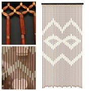 Autrinix Boho Beaded Door Curtains 27 Strands with Bamboo & Wood - Polyester Cotton Room Divider for Home Decoration, Easy Install Gift