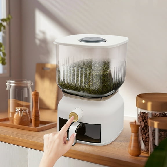Autrinix Cereal Dispenser, Large 22 lbs Capacity, Food-Safe PP, Airtight Lid, Space-Saving for Organizing Rice, Corn, and Mung Beans