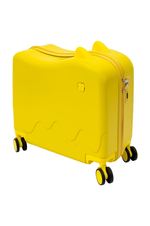 Childrens Ride-On Luggage, 18-Inch Rolling Suitcase with Wheels, Toddler Travel Carry-On for Boys & Girls