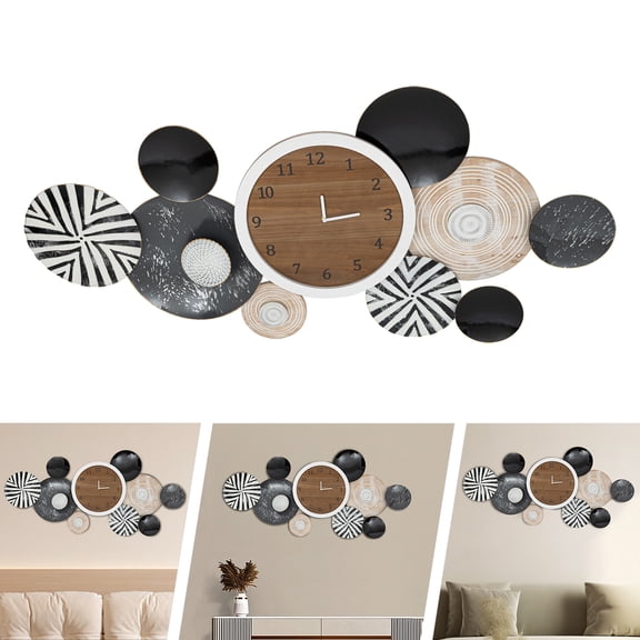 Autrinix Decorative Wall Clock with Roman Numerals, Large Iron & Wood Quartz Clock for Living Room, Bedroom & Modern Home Décor