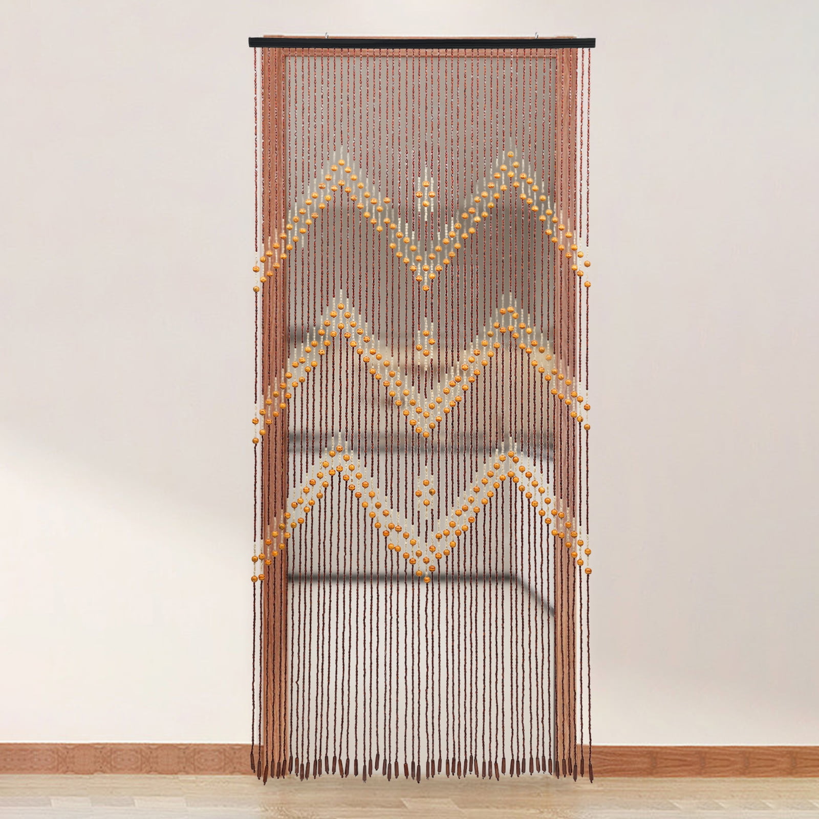 Autrinix Decorative Wooden Bead Curtain - Handcrafted Bamboo Design with Zigzag Pattern - Perfect for Doors, Windows, or Living Rooms, Easy to Install & Store
