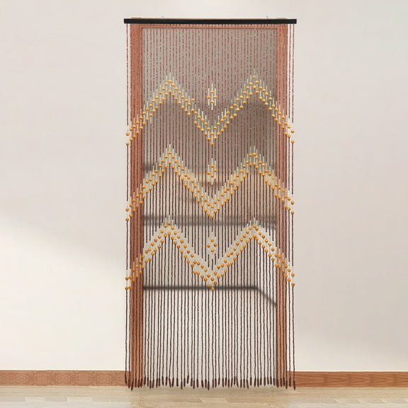 Autrinix Decorative Wooden Bead Curtain - Handcrafted Bamboo Design with Zigzag Pattern - Perfect for Doors, Windows, or Living Rooms, Easy to Install & Store