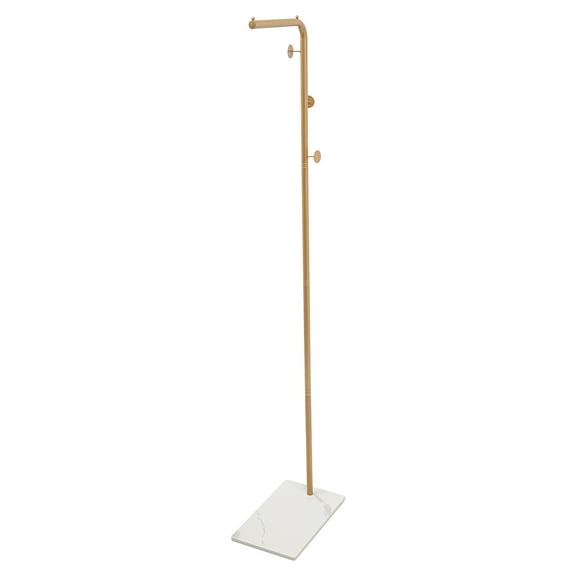 Autrinix Freestanding Coat Rack with 3 Hooks, Stylish Gold Metal Stand with Slate Base, Large Capacity for Coats, Bags, Shoes, Ideal for Home & Office Use