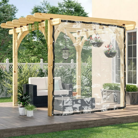 Autrinix Heavy-Duty PVC Clear Tarp Curtain, Waterproof, 8x8ft, Weather Protection for Outdoor Areas, Simple Mounting for Patio & Balcony Use