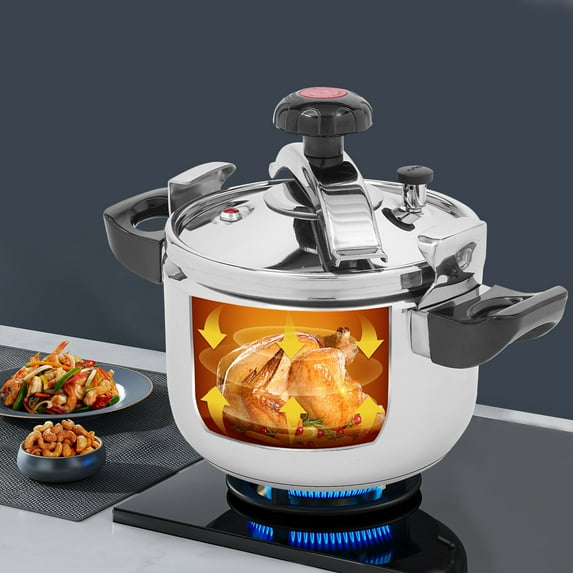 Autrinix High Pressure Cooker 6.35 Qt, Fast Cooking, Multi-Use with Safety Valve & Induction Stove Compatibility for Healthy Meals