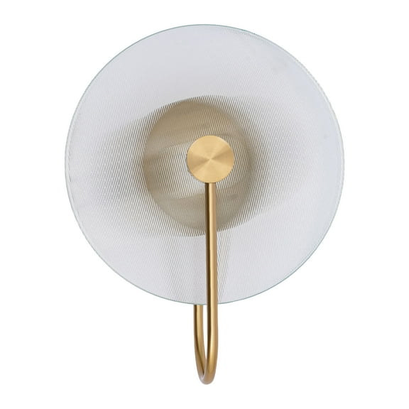 Autrinix LED Wall Light, Minimalist Round Glass Sconce With Golden Iron Frame, 5W Non-Glaring Light For Dining Room, Bathroom & Office