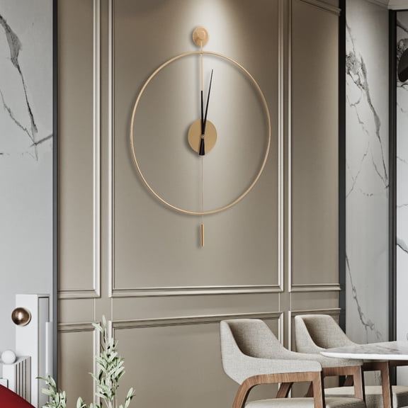 Autrinix Large Modern Wall Clock, Quiet Quartz Movement with Metal Pendulum – Stylish Iron Construction for Living Room, Office, and Home Decor