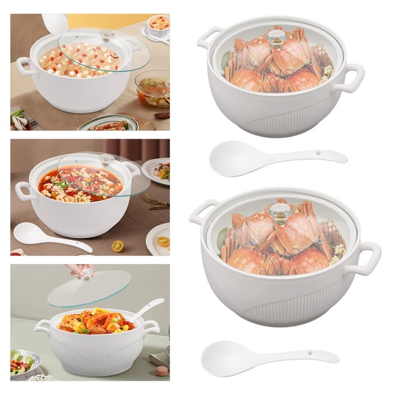 Autrinix Large Porcelain Soup Tureen, 0.8 Gallon Capacity, Clear Glass Lid, Microwave & Dishwasher Safe, Modern Ceramic Design for Soups, Stews, & Sauces, Perfect for Family Meals