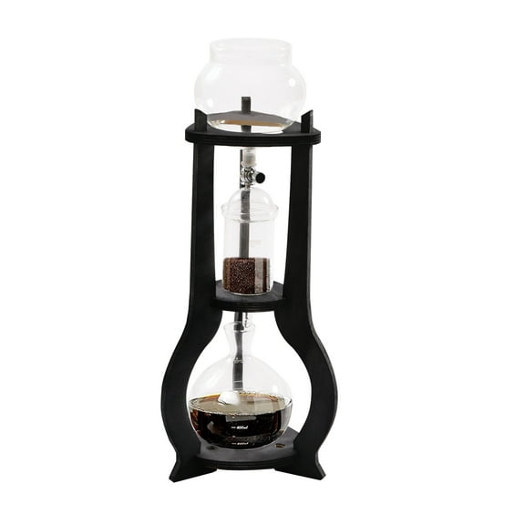 Autrinix Manual Cold Brew Drip Coffee Maker, 600ml Cold Brew Tower, Premium Glass & Wood Construction, Adjustable Drip Speed, Ideal for Making Iced Coffee at Home or Caf