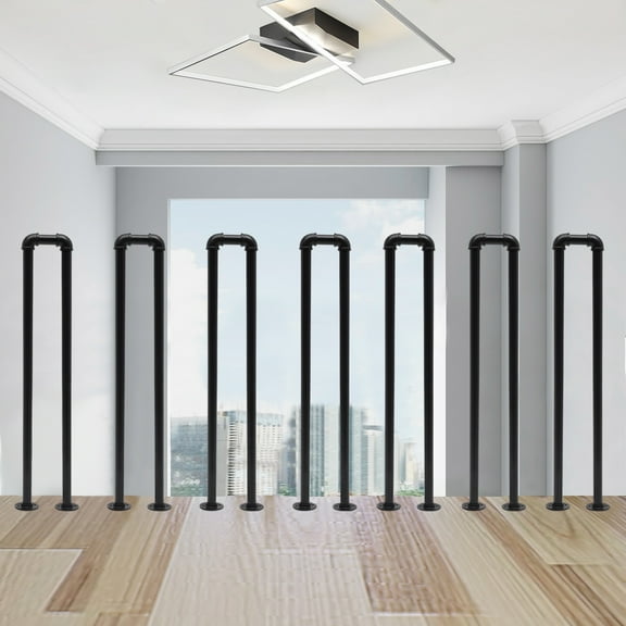 Autrinix Matte Black U-Shaped Handrail, Industrial-Style Stair Railing, Heavy Duty Steel Construction, Perfect Safety Handrail for Elderly & Kids