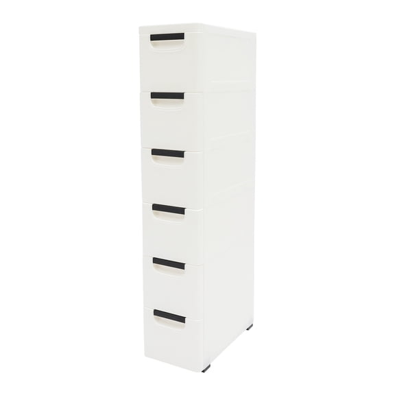 Autrinix Plastic Storage Cabinet with 6 Drawers, Freestanding Unit for Office & Home, Waterproof PP Material, Easy to Move with Wheels, Anti-Drop Design for Safety