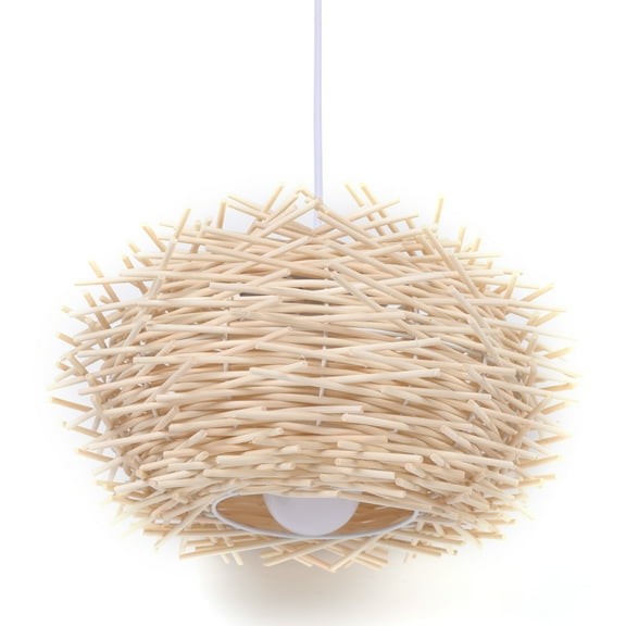 Autrinix Rustic Chandelier With Handwoven Rattan Shade & Iron Base, Farmhouse Pendant Light For Entryway, Cafe, 53-107 Sq Ft Spaces (187 chars)