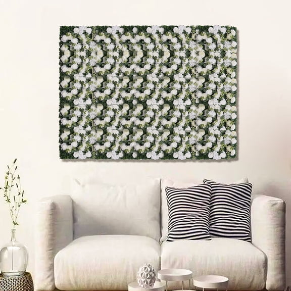 Autrinix Silk Flower Wall Panel, Rose & Dragon Gali Design, Green and White, Wedding & Event Backdrop, DIY Floral Panels for Home, Party & Photography Decor