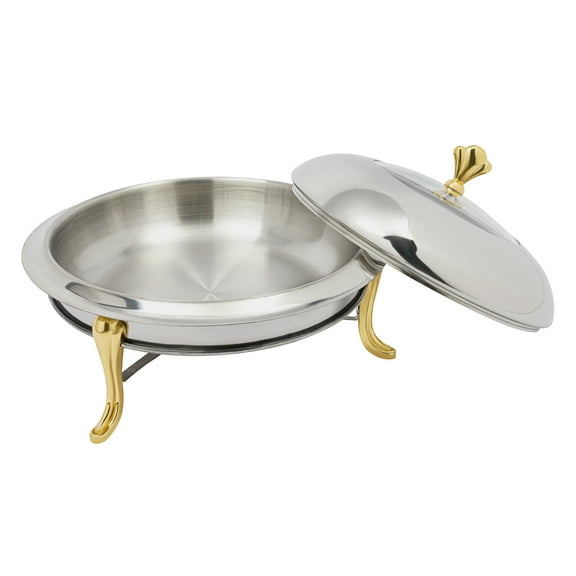 Autrinix Stainless Steel Chafing Dish, Alcohol Burner with Lid for Food Warmer, Perfect for Buffets, Catering, and Family Events, Large Round Pot