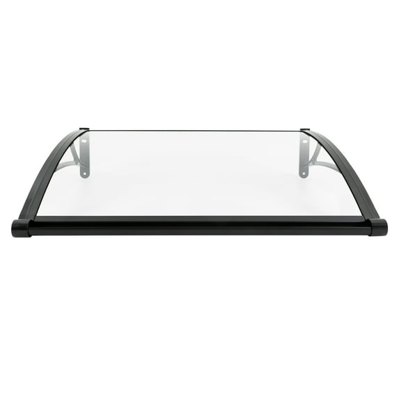 Autrinix Wall Mounted Door Canopy with UV Resistant PC Panel, Rain Guard Awning Cover with Side Gutter Drainage, Outdoor Weather Protection for Garage or Window