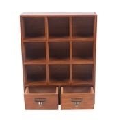 Autrinix Wooden Desktop Drawer Organizer   Rustic Pine & Plywood Storage Cabinet, Assembly-Free with 9 Display Compartments