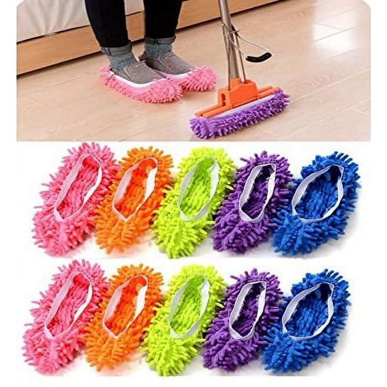 Autrucker 2 Pairs Mop Slippers for Floor Cleaning, 4 Pieces Microfiber  Reusable Mop Shoes for Women Washable Mop Socks for Foot Hair Cleaners Home  Office Bathroom Kitchen 