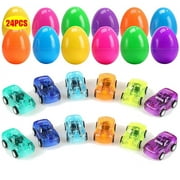 Autrucker 24 Pack Filled Easter Eggs with Alloy Pull Back Cars, Easter Basket Stuffers Easter Party Favors for Kids