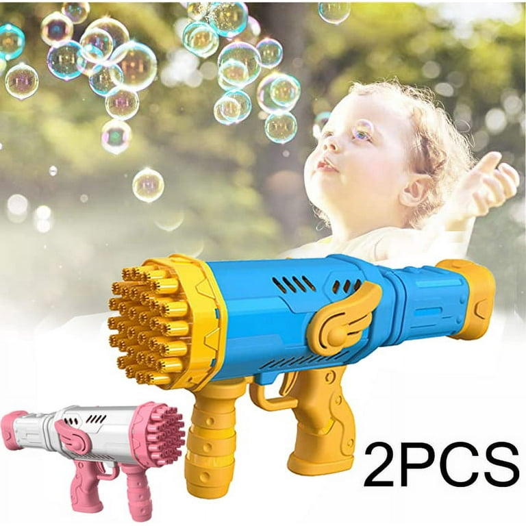 Autrucker 32 hole bazooka bubble gun children blowing bubble toy oversized hand held automatic electric bubble machine 2PCS