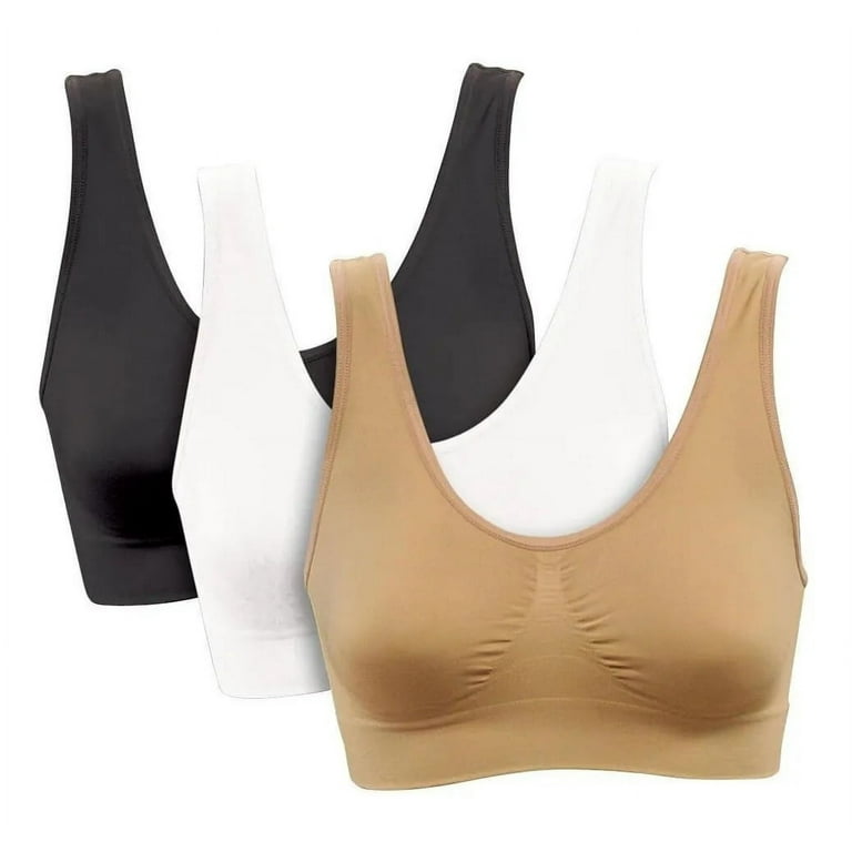 Autrucker 3pcs Women's seamless Bra No pad Brassiere Underwear chest sleep  yoga sports bra vest Big Size Top Cotton Bralette