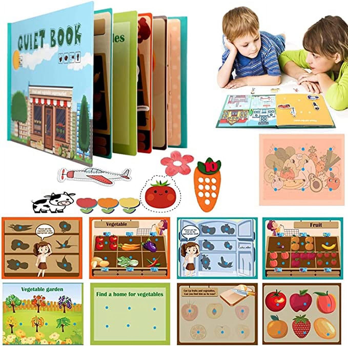 Montessori Quiet Book Für Kleinkinder – Lernbuch Mit Puzzle, 4 Themen, 28x20,5 Cm, Holz, Ab 3 Jahre