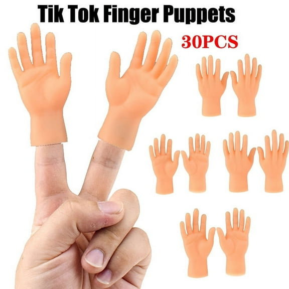 Autrucker Tiny Hands (High Five) - Set of 30 Flat Hand Puppets - 15 Left & 15 Right Hands