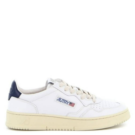 Autry Male Medalist Low' White Sneakers With Navy Blue Heel Tab In Leather White Sizes IT 34-50 2/3