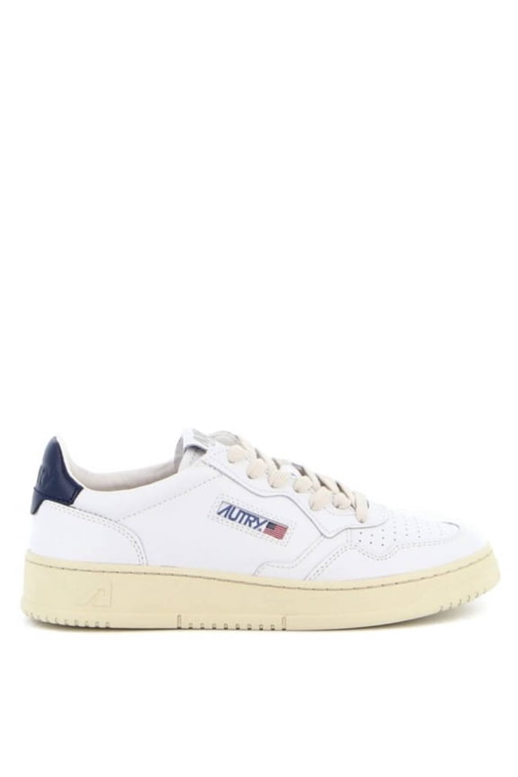 Male Medalist Low' White Sneakers With Navy Blue Heel Tab In Leather White Sizes IT 34-50 2/3