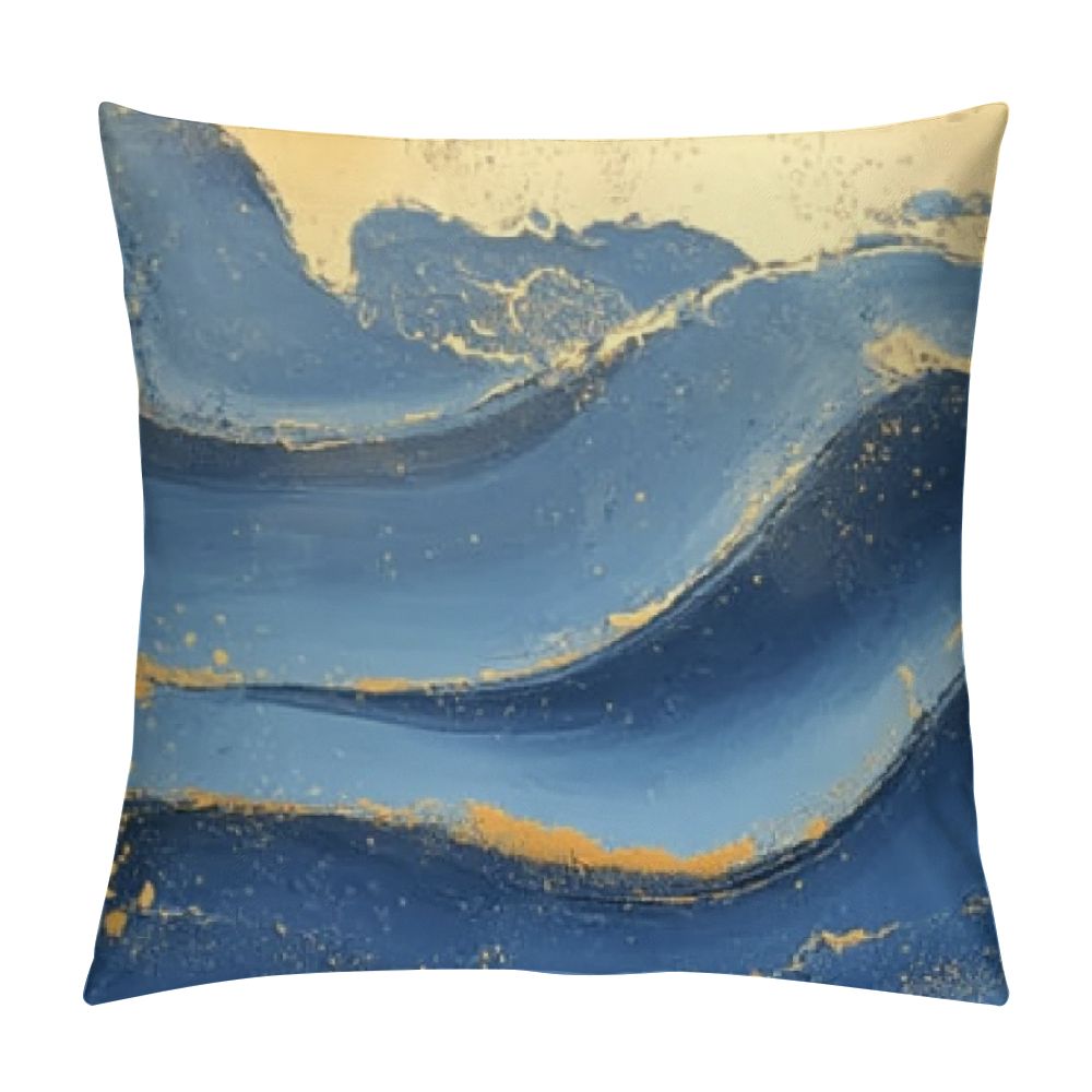 Autua Abstract Marble Blue and Gold Pillow Covers Art Marble Morden