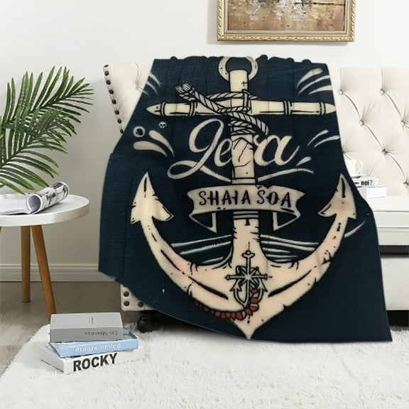 Autua Anchor Ocean Spirit Tattoo Warm Lightweight Blanket Soft Fleece Blankets for All Seasons Throw Blanket 40x50in