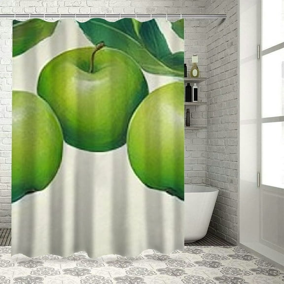 Autua Apple Bathroom Décor Set - Stylish Polyester Shower Curtain with Hooks 36"x72