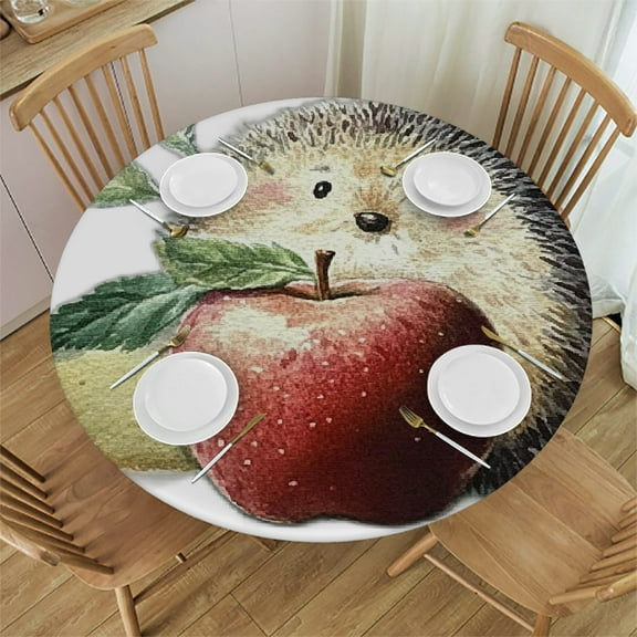 Autua Apple Round Tablecloth Stain-Resistant and Washable Ideal for Indoor and Outdoor Dining Parties and Holiday Gatherings 31"-35