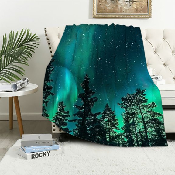 Autua Aurora Lights Warm Lightweight Blanket Soft Fleece Blanket All Seasons Decor Gift Blanket 50x60in